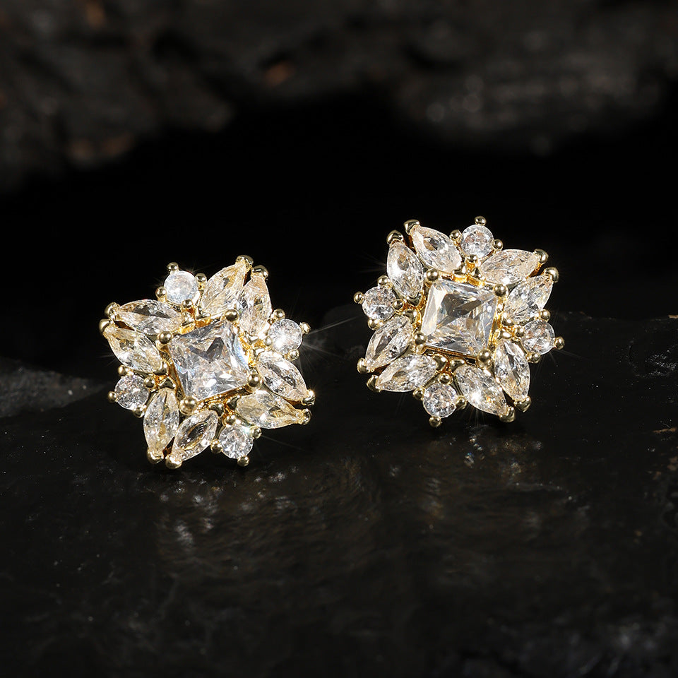 Elegant zircon earrings for women, high quality, fashionable