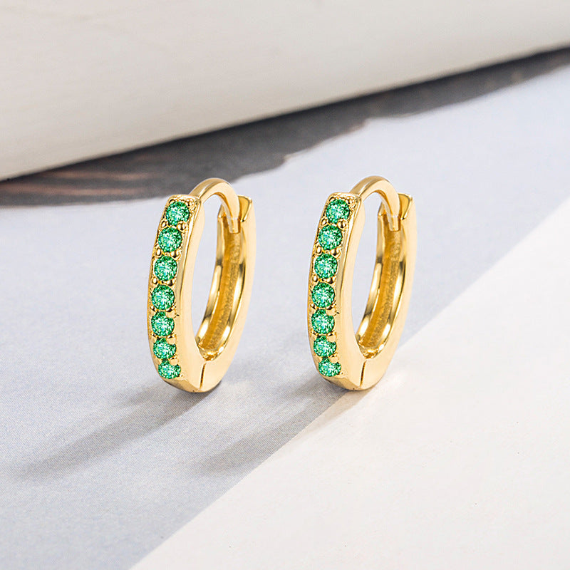 European And American Cold Circle Color Zircon Earrings - NovaShop NovaShop Gold Green Zircon Bigbuy