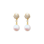 Boucles d’Oreilles Puces Femme Fleur de Camélia avec Perle - NovaShop NovaShop Camellia Bigbuy