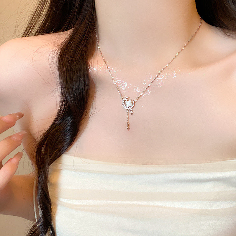 Collier Romantique Étoile et Lune en Zirconium Étincelant pour Femmes - NovaShop NovaShop Gold Bigbuy