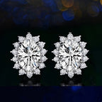 Six-prong heart-shaped earrings inlaid with zircons