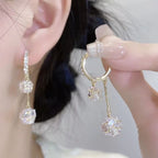 Boucles d’Oreilles Femme avec Pompon et Boule de Strass Exquises - NovaShop NovaShop Silver Bigbuy