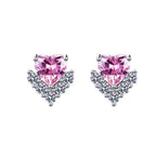 Six-prong heart-shaped earrings inlaid with zircons