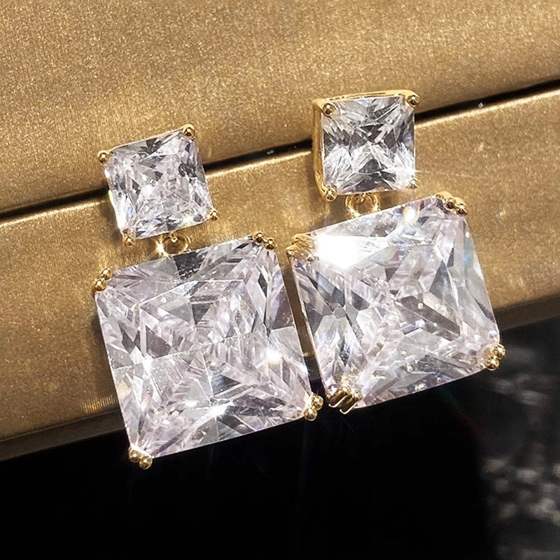 Geometric Square Design Copper Earrings