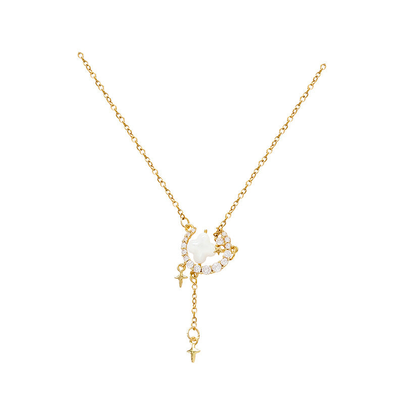Collier Romantique Étoile et Lune en Zirconium Étincelant pour Femmes - NovaShop NovaShop Gold Bigbuy