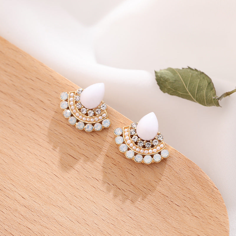 Boucles d’oreilles rétro pour femme en forme d’éventail avec aiguille - NovaShop NovaShop Silver Stud Earrings Bigbuy