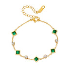 Bracelet Carré à Incrustation Émeraude et Strass en Acier Titane Plaqué Or - NovaShop NovaShop Green Bigbuy