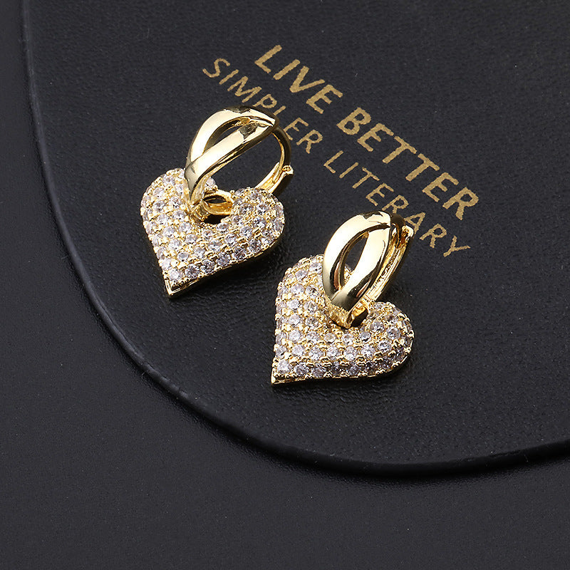 Copper Clip-on Earring with Micro-Inlaid Zirconia – Light Luxury