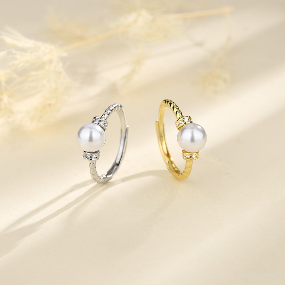 High Sense Antique Twisted Pearl Ring
