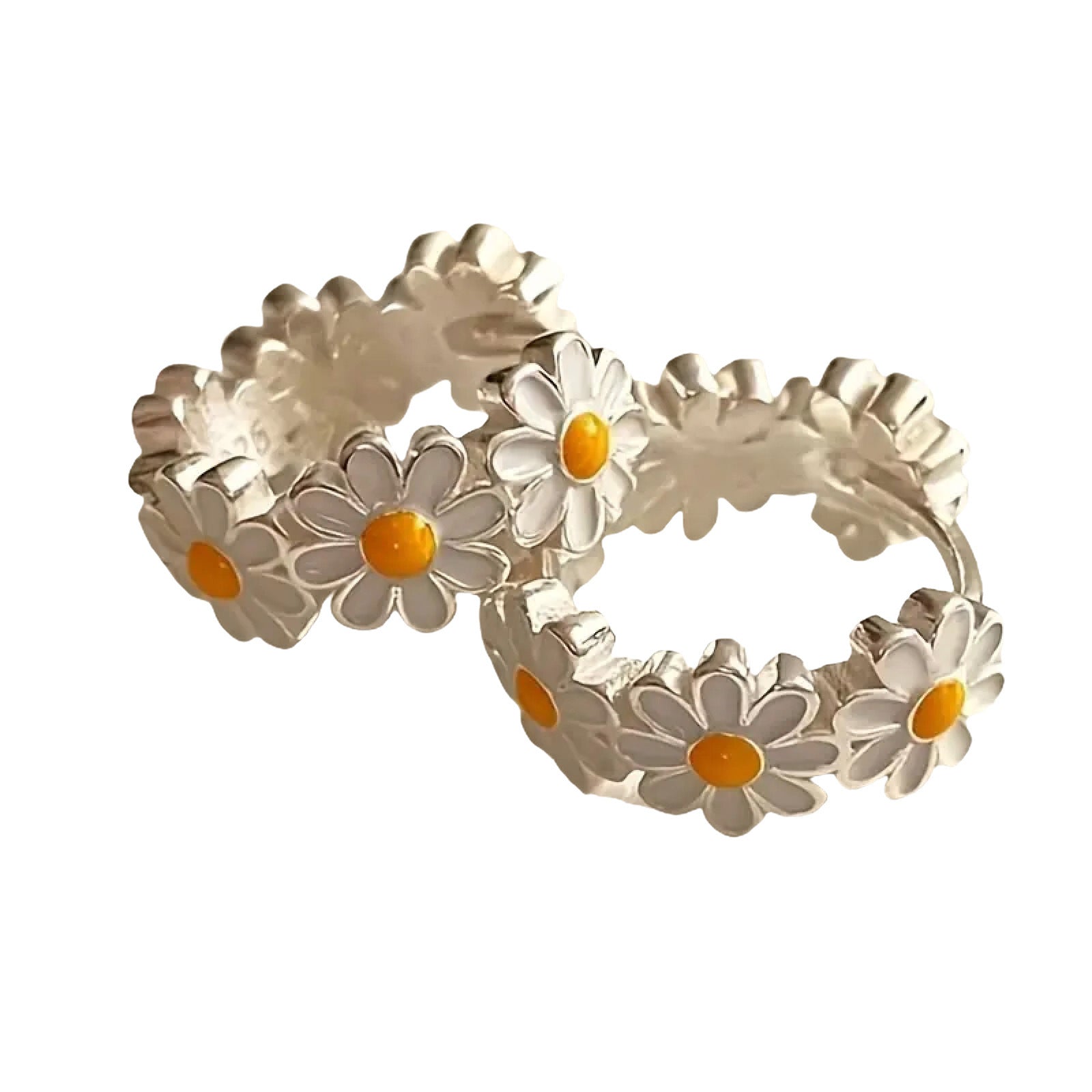 Trendy daisy flower ring and earrings