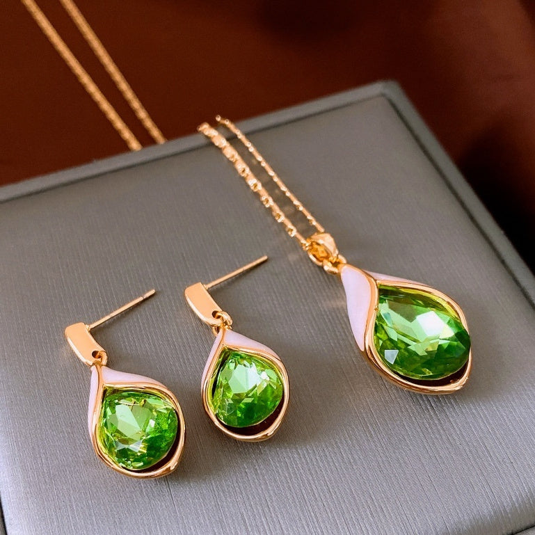 Real Gold Plated Zirconia Teardrop Earrings - Light Luxury
