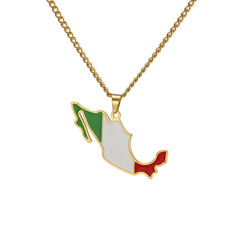 Country map oil drop pendant necklace