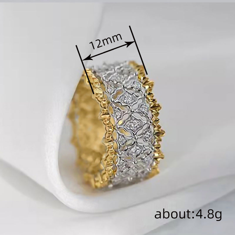 Premium unisex two-tone ring with zircons, versatile design Alliant