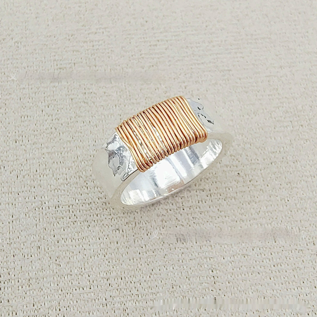 Bague vintage de haute qualité, bracelet simple à bobine irrégulière, bague à large visage
