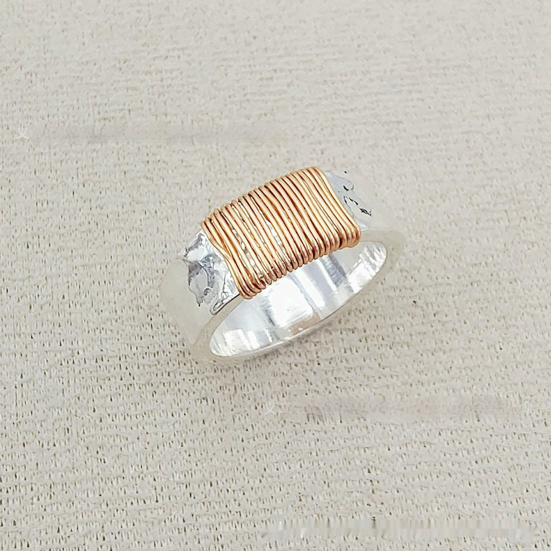High quality vintage ring, simple irregular coil bracelet, wide face ring