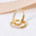 Simplicity titanium, steel and gold diamond-set earring