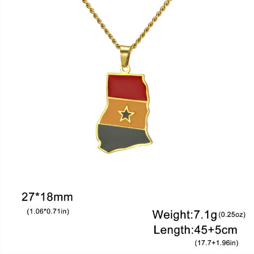 Country map oil drop pendant necklace