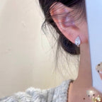 Boucles d’oreilles feuille ornées de zircon en pavage complet - NovaShop NovaShop Silver Bigbuy