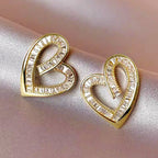 Elegant hollow heart shaped earrings with geometric design