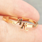 Personalized 2 Letter Ring, Electroplated Personality Ring