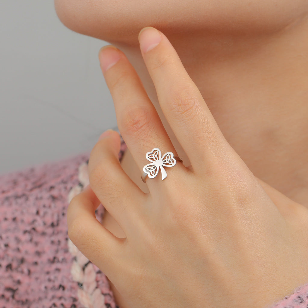 Lucky Open Stainless Steel Ring for Women and Men