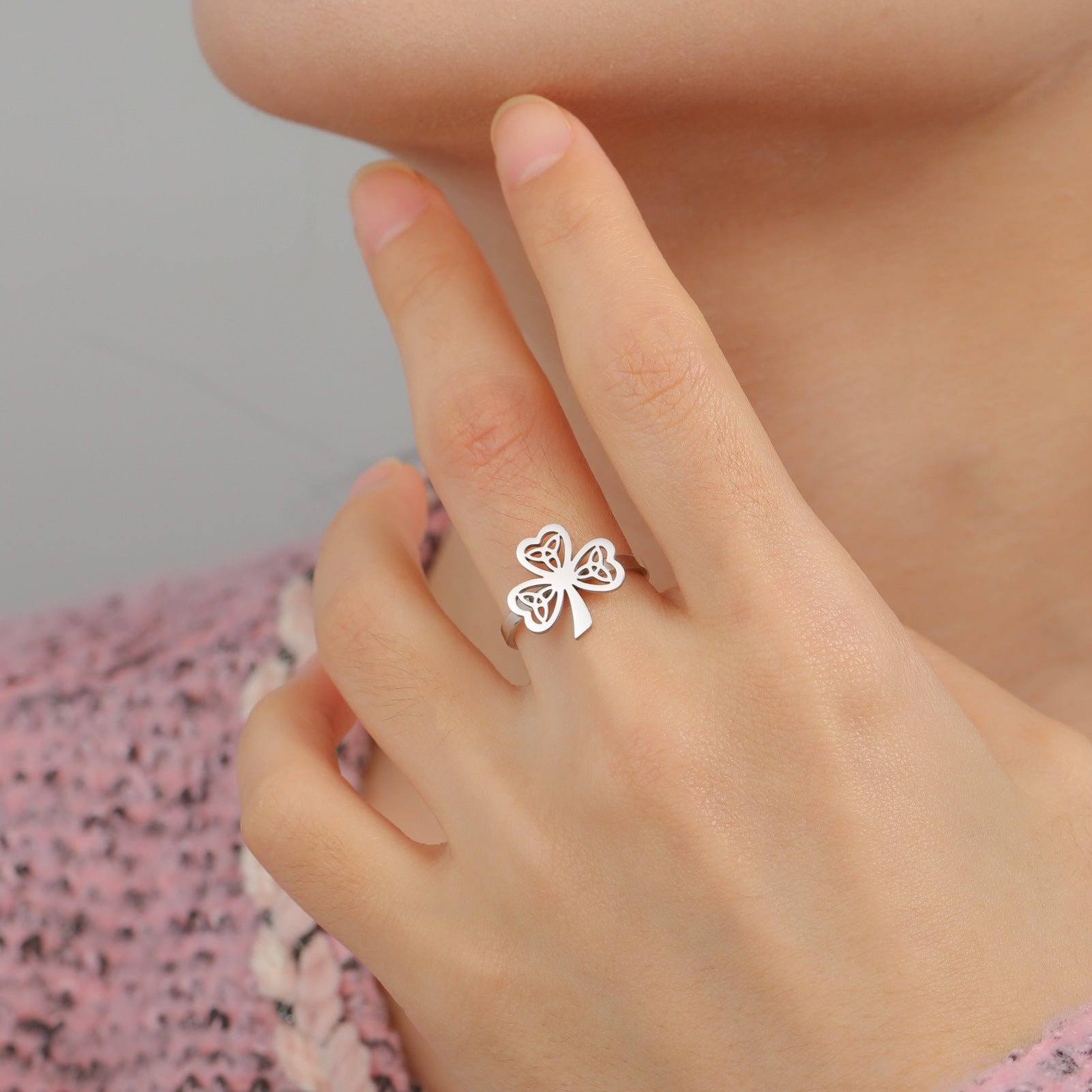 Lucky Open Stainless Steel Ring for Women and Men