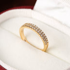 Elegant Simple Copper Ring with Inlaid Colorful Zircon