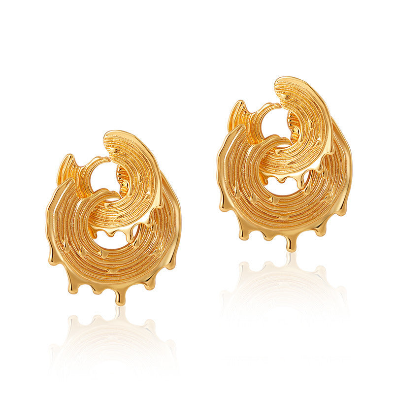 Personalized Luxury Lightweight Brass Irregular Retro Ear Clip Earrings