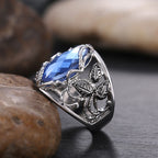 Women's Alloy Ring with Blue Crystal in Horse Eye Shape