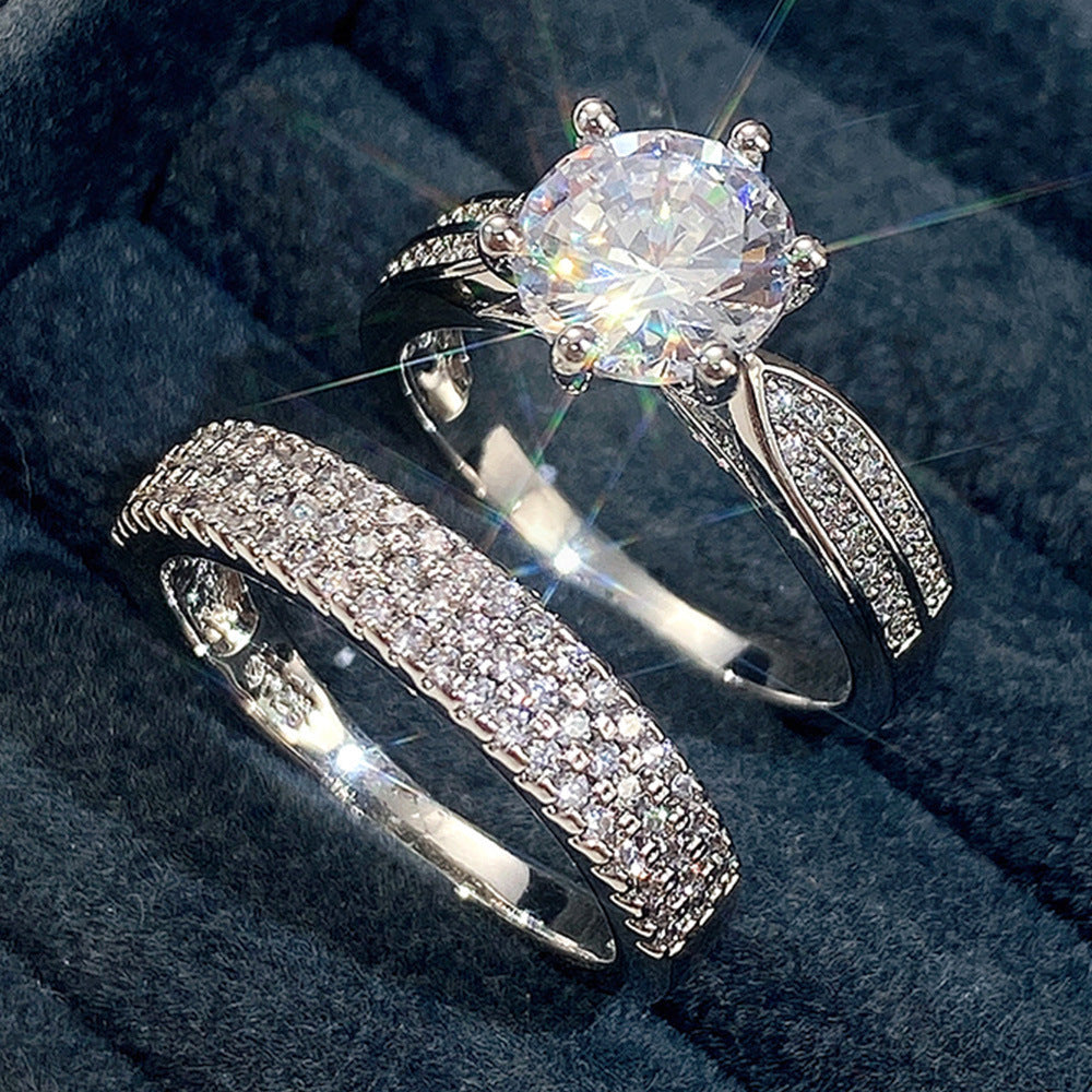Luxury wedding combination ring with simple bracelet Elegant and refined