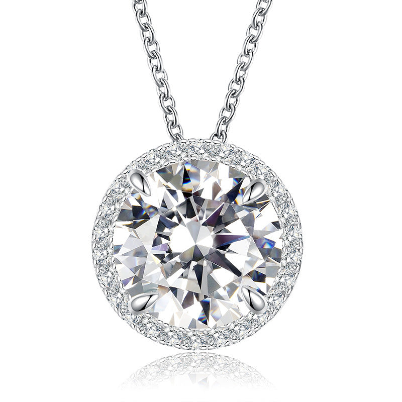 Simple style white diamond pendant for women