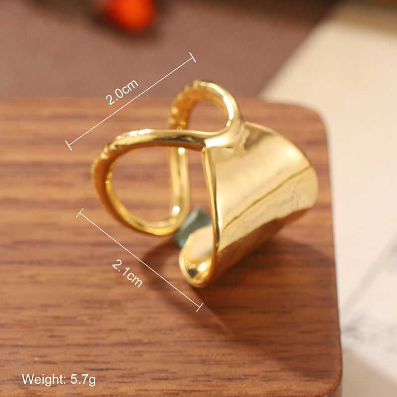 High quality natural stone geometric ring, versatile, retro, light-resistant