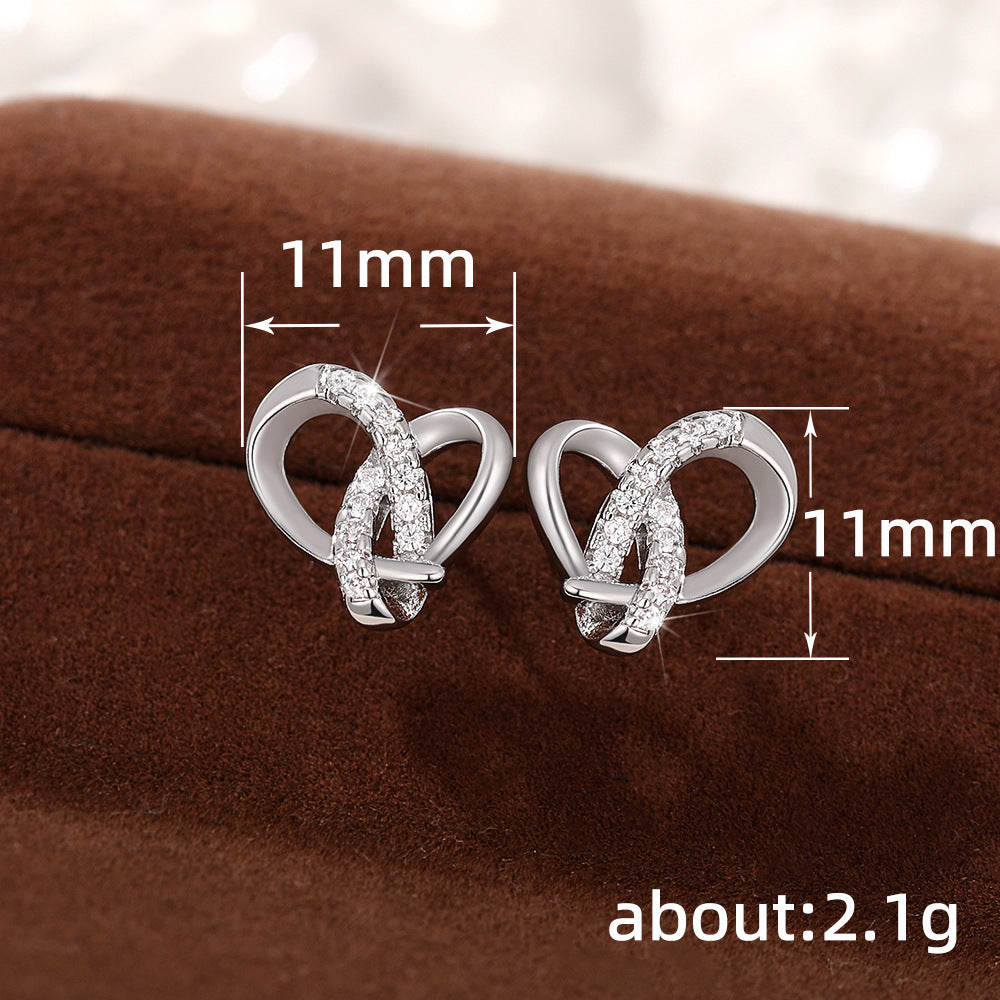 Boucles d’oreilles romantiques en forme de cœur aux lignes triangulaires enroulée - NovaShop NovaShop White Gold Color Bigbuy