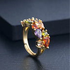 Elegant boho chic zircon ring for women, street jewelry