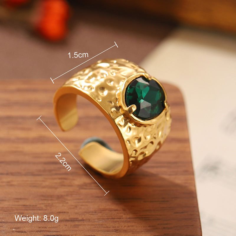 High quality natural stone geometric ring, versatile, retro, light-resistant
