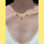 Minimalist Clear Crystal Set - Refined Clavicular Chain Necklace and Bracelet