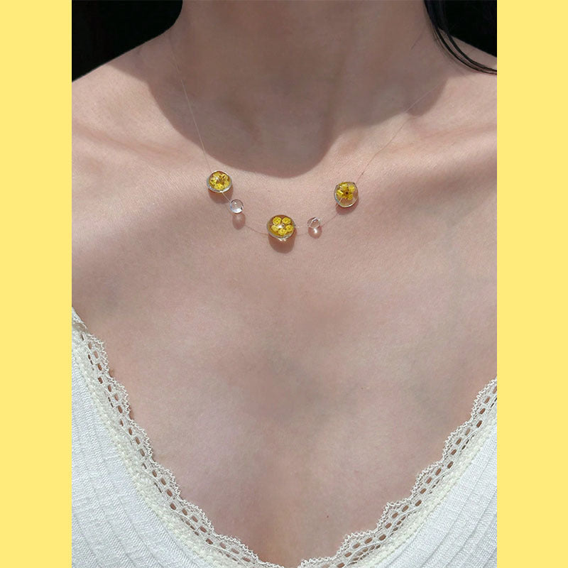 Minimalist Clear Crystal Set - Refined Clavicular Chain Necklace and Bracelet