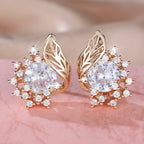 Boucles d’oreilles rondes fleurs plume en zircon - NovaShop NovaShop White Diamond / Rose gold Bigbuy