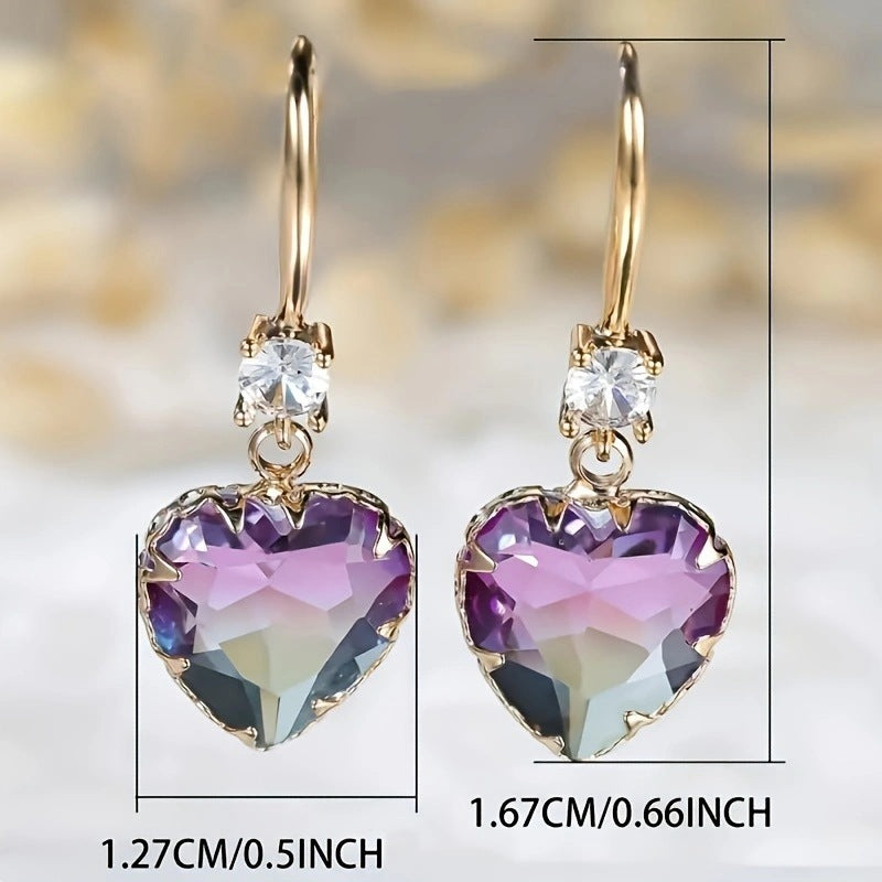 Fashion Crystal Glass Love Heart Women's Earrings These elegant heart-shaped earrings are designed to enhance every woman.