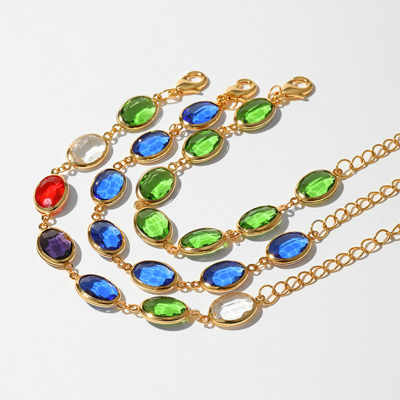 Lightweight Luxury Women's Embroidered Glass Bracelet