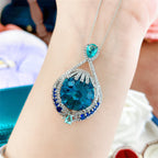 Collier pour femme simple et élégant avec pendentif à grands cristaux bleus - NovaShop NovaShop Blue Bigbuy