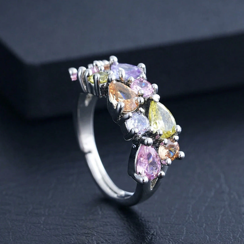 Elegant boho chic zircon ring for women, street jewelry
