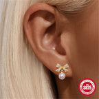 Classic S925 sterling silver stud earrings, eight-pointed star and five-petal design
