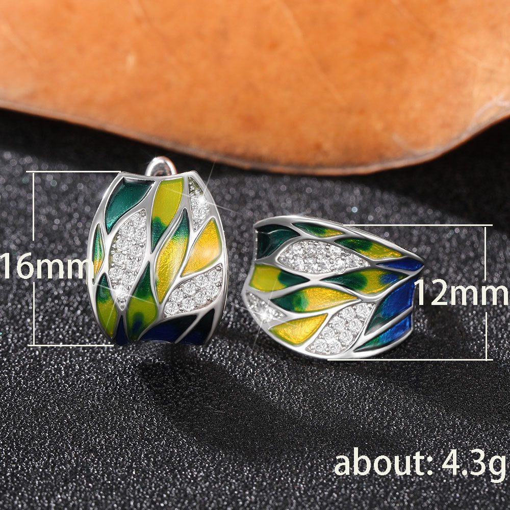 Elegant Mori Green Pastoral Style Clip-on Earrings