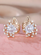 Boucles d’oreilles rondes fleurs plume en zircon - NovaShop NovaShop Black Diamond / Rose gold Bigbuy