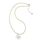This women's necklace features a vibrant and delicate design, combining colorful yellow or blue beads with a hollow flower pendant.