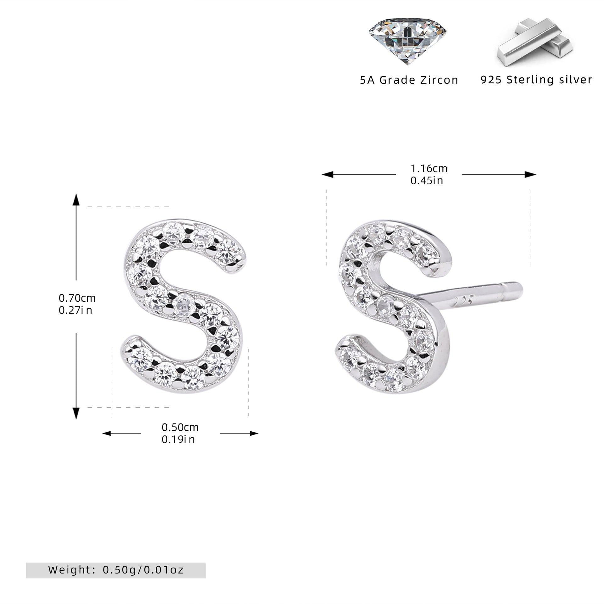 Elegant stud earrings for women with letters