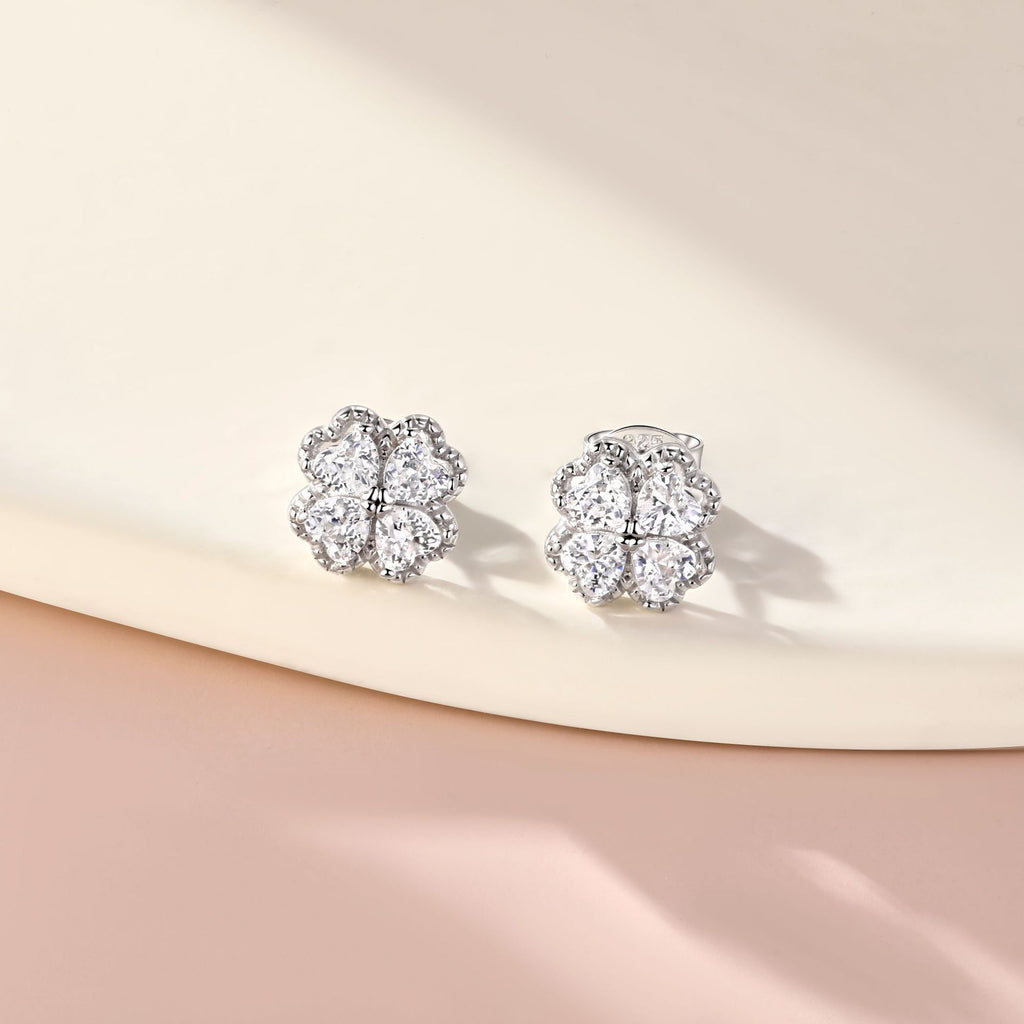 Zeng Yin Four Leaf Clover Ear Team Advanced Sense Love Zircon Earrings