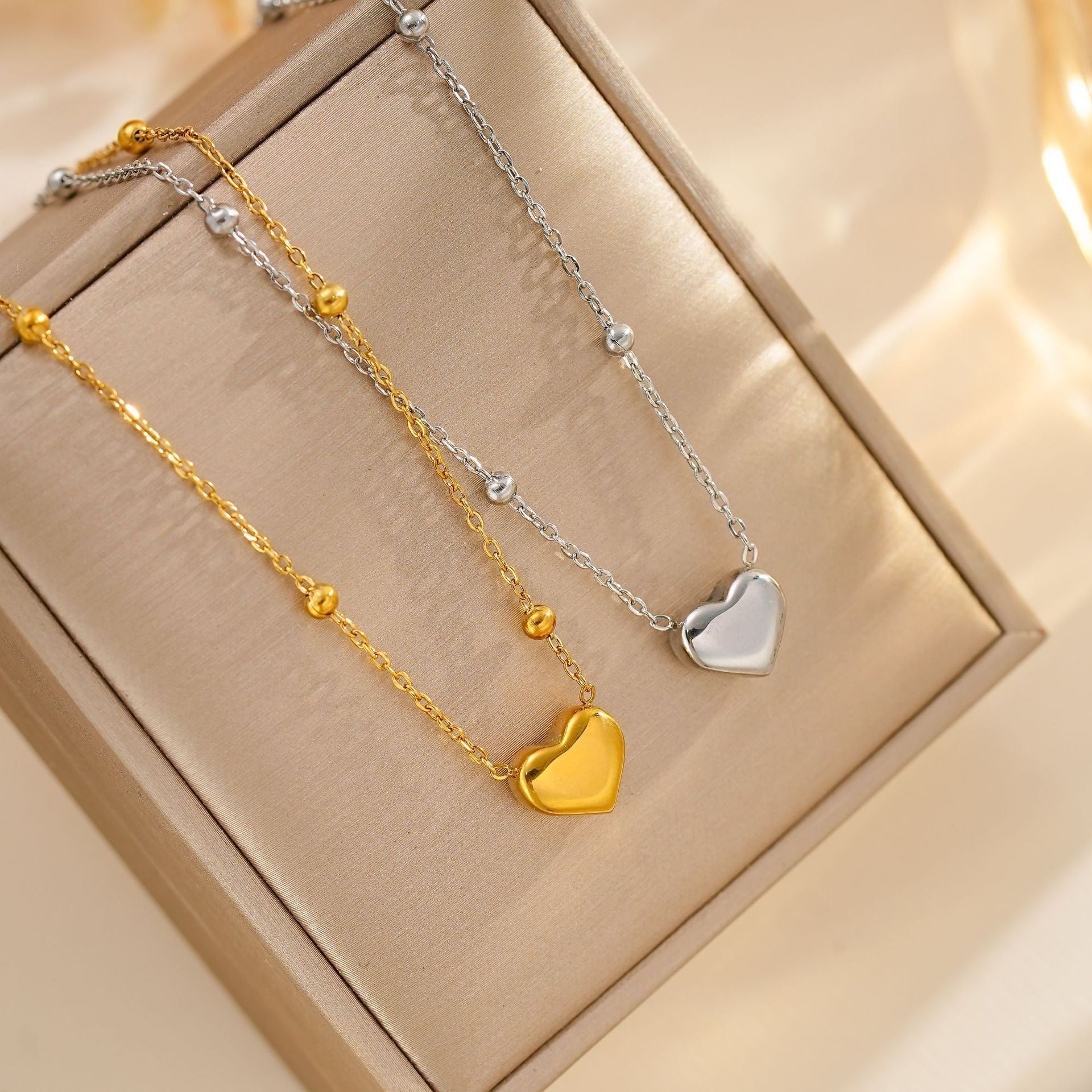 Simple and trendy titanium steel Love necklace for women