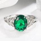Women's Inlaid Zircon Open Ring, Emerald Tourmaline Cross Open Ring